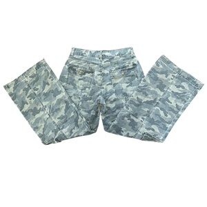 YOUNGLA For Her Grey Camo Green Distressed Cargo Pants Size: Small